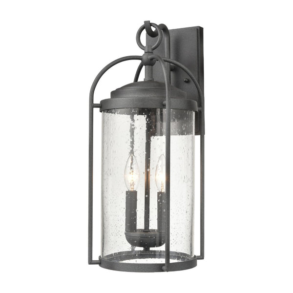 Atlas Catalonia 13.5'' High 1-Light Outdoor Sconce - Charming Metal Cage with Soft Seeded Glass Illumination Distressed Zinc 7.5'' OL11093-GY