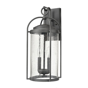 Atlas Catalonia 13.5'' High 1-Light Outdoor Sconce - Charming Metal Cage with Soft Seeded Glass Illumination Distressed Zinc 7.5'' OL11093-GY