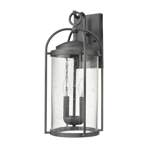 Atlas Catalonia 13.5'' High 1-Light Outdoor Sconce - Charming Metal Cage with Soft Seeded Glass Illumination Distressed Zinc 7.5'' OL11093-GY
