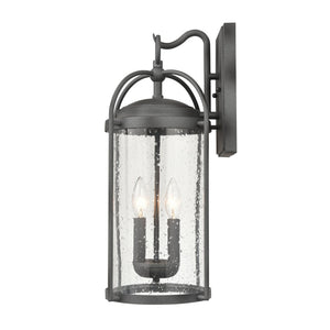 Atlas Catalonia 13.5'' High 1-Light Outdoor Sconce - Charming Metal Cage with Soft Seeded Glass Illumination Distressed Zinc 7.5'' OL11093-GY