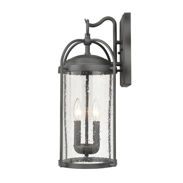 Atlas Catalonia 13.5'' High 1-Light Outdoor Sconce - Charming Metal Cage with Soft Seeded Glass Illumination Distressed Zinc 7.5'' OL11093-GY