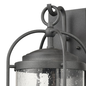 Atlas Catalonia 13.5'' High 1-Light Outdoor Sconce - Charming Metal Cage with Soft Seeded Glass Illumination Distressed Zinc 7.5'' OL11093-GY