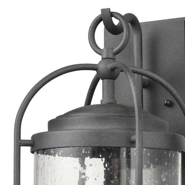 Atlas Catalonia 13.5'' High 1-Light Outdoor Sconce - Charming Metal Cage with Soft Seeded Glass Illumination Distressed Zinc 7.5'' OL11093-GY