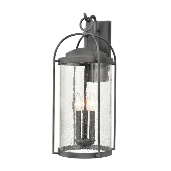 Atlas Catalonia 13.5'' High 1-Light Outdoor Sconce - Charming Metal Cage with Soft Seeded Glass Illumination Distressed Zinc 9'' OL11094-GY