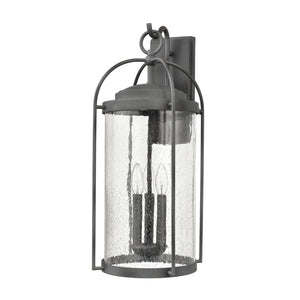 Atlas Catalonia 13.5'' High 1-Light Outdoor Sconce - Charming Metal Cage with Soft Seeded Glass Illumination Distressed Zinc 9'' OL11094-GY