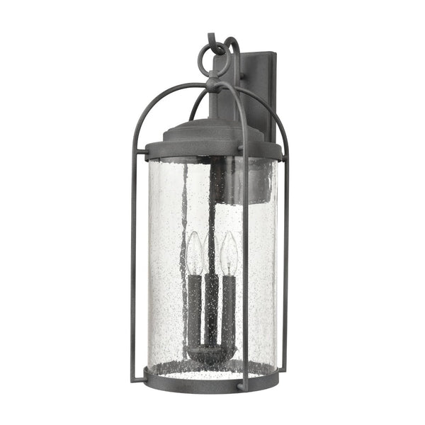 Atlas Catalonia 13.5'' High 1-Light Outdoor Sconce - Charming Metal Cage with Soft Seeded Glass Illumination Distressed Zinc 9'' OL11094-GY