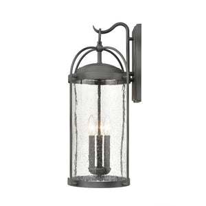 Atlas Catalonia 13.5'' High 1-Light Outdoor Sconce - Charming Metal Cage with Soft Seeded Glass Illumination Distressed Zinc 9'' OL11094-GY