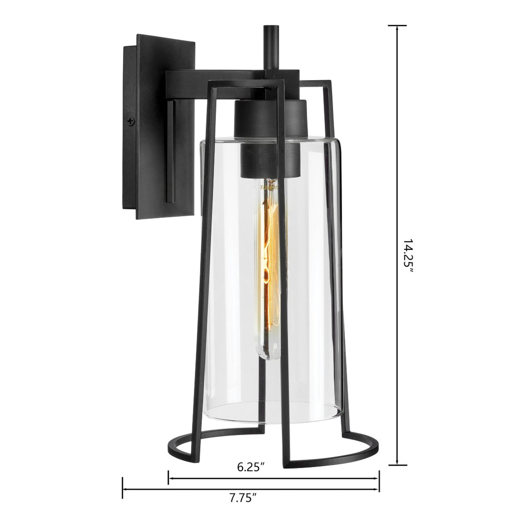 Atlas Cere 1-Light Outdoor Sconce - Modern Minimalist Design with Clear Glass Shade for Elegant Lighting Matte Black 6.25'' OL11095-BK