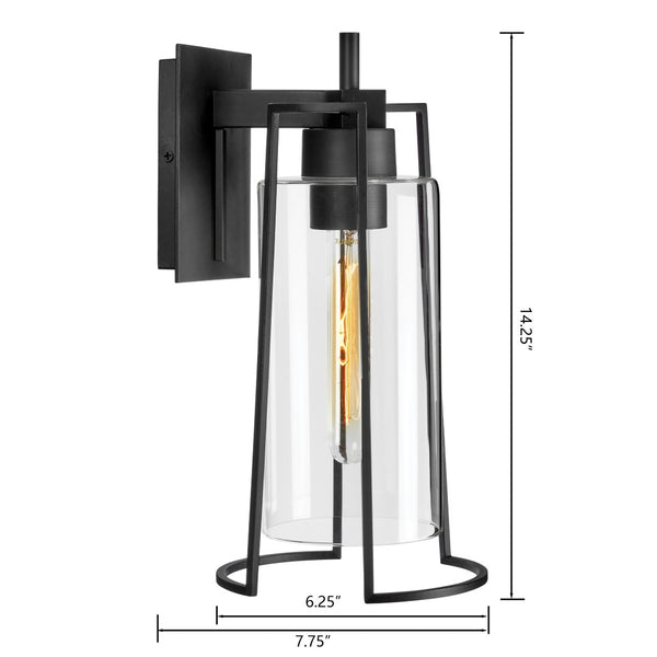 Atlas Cere 1-Light Outdoor Sconce - Modern Minimalist Design with Clear Glass Shade for Elegant Lighting Matte Black 6.25'' OL11095-BK