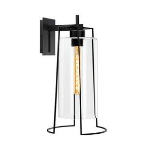 Atlas Cere 1-Light Outdoor Sconce - Modern Minimalist Design with Clear Glass Shade for Elegant Lighting Matte Black 8.75'' OL11096-BK