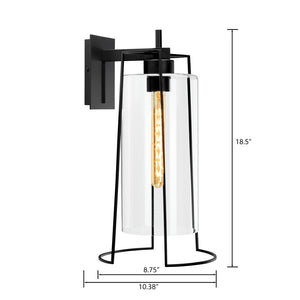 Atlas Cere 1-Light Outdoor Sconce - Modern Minimalist Design with Clear Glass Shade for Elegant Lighting Matte Black 8.75'' OL11096-BK