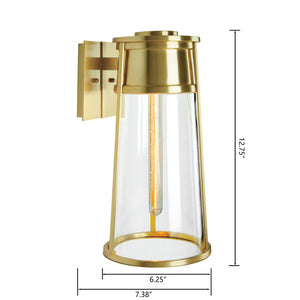 Atlas Cone 12.75'' High Outdoor Sconce - Elegant Bell-Shaped Design for Bright Illumination and Style Satin Brass 6.25'' OL11097-BS