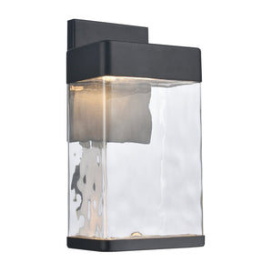 Atlas Cornice Integrated LED Outdoor Sconce - Modern Architectural Design with Hand-Blown Glass Finish Charcoal Black 7'' OL11099-BK