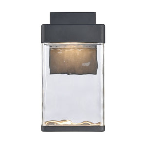 Atlas Cornice Integrated LED Outdoor Sconce - Modern Architectural Design with Hand-Blown Glass Finish Charcoal Black 7'' OL11099-BK