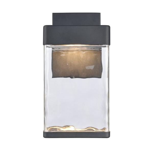 Atlas Cornice Integrated LED Outdoor Sconce - Modern Architectural Design with Hand-Blown Glass Finish Charcoal Black 7'' OL11099-BK