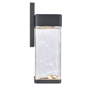 Atlas Cornice Integrated LED Outdoor Sconce - Modern Architectural Design with Hand-Blown Glass Finish Charcoal Black 7'' OL11099-BK