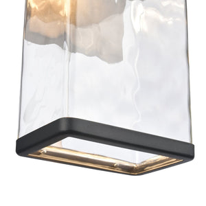 Atlas Cornice Integrated LED Outdoor Sconce - Modern Architectural Design with Hand-Blown Glass Finish Charcoal Black 7'' OL11099-BK