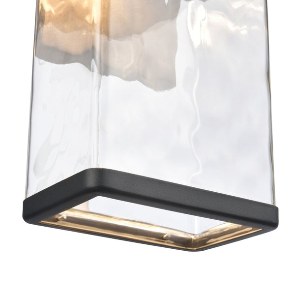 Atlas Cornice Integrated LED Outdoor Sconce - Modern Architectural Design with Hand-Blown Glass Finish Charcoal Black 7'' OL11099-BK