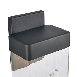 Atlas Cornice Integrated LED Outdoor Sconce - Modern Architectural Design with Hand-Blown Glass Finish Charcoal Black 7'' OL11099-BK