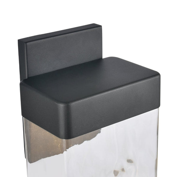 Atlas Cornice Integrated LED Outdoor Sconce - Modern Architectural Design with Hand-Blown Glass Finish Charcoal Black 7'' OL11099-BK