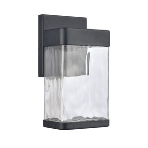 Atlas Cornice Integrated LED Outdoor Sconce - Modern Architectural Design with Hand-Blown Glass Finish Charcoal Black 5'' OL11100-BK