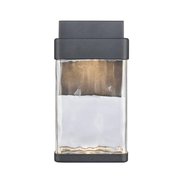Atlas Cornice Integrated LED Outdoor Sconce - Modern Architectural Design with Hand-Blown Glass Finish Charcoal Black 5'' OL11100-BK