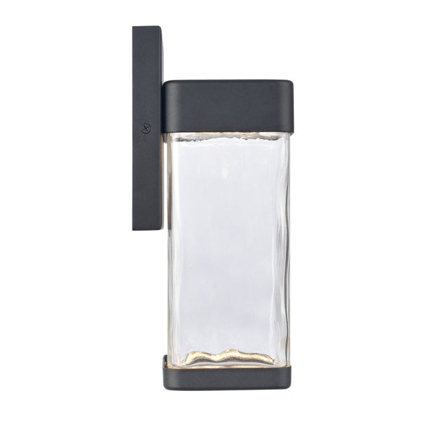 Atlas Cornice Integrated LED Outdoor Sconce - Modern Architectural Design with Hand-Blown Glass Finish Charcoal Black 5'' OL11100-BK