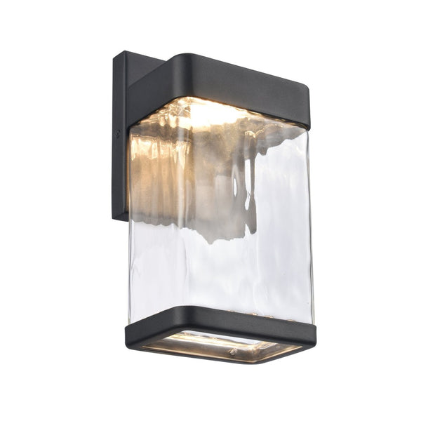 Atlas Cornice Integrated LED Outdoor Sconce - Modern Architectural Design with Hand-Blown Glass Finish Charcoal Black 5'' OL11100-BK
