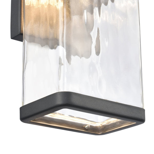 Atlas Cornice Integrated LED Outdoor Sconce - Modern Architectural Design with Hand-Blown Glass Finish Charcoal Black 5'' OL11100-BK