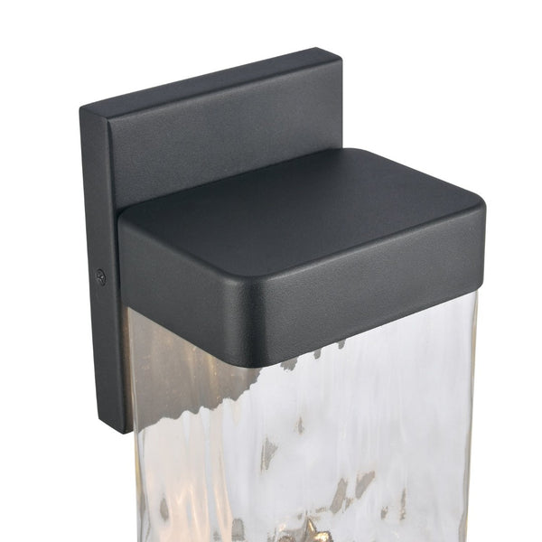 Atlas Cornice Integrated LED Outdoor Sconce - Modern Architectural Design with Hand-Blown Glass Finish Charcoal Black 5'' OL11100-BK