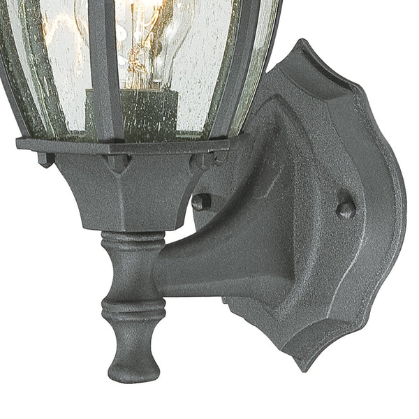 Atlas Covington 14.25-Inch Traditional Outdoor Sconce with Curved Glass Panels for Elegant Illumination Black 6.5'' OL11105-BK