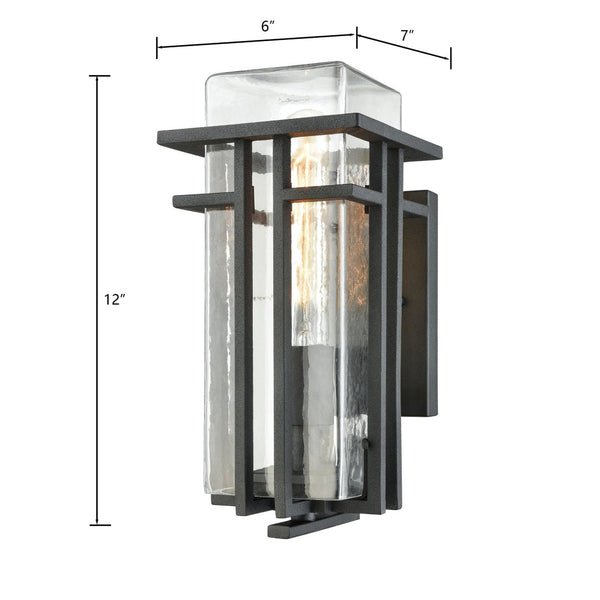 Atlas Croftwell 12" High Outdoor Sconce – Modern Matte Black Light Fixture for Entryways & Patios OL11111-BK1