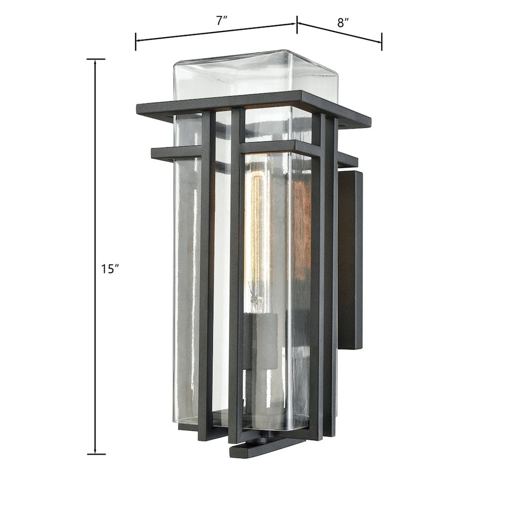 Atlas Croftwell 15'' High Outdoor Sconce - Modern Matte Black with Glass Shade for Stylish Illumination OL11112-BK1