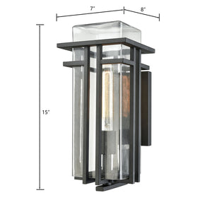 Atlas Croftwell 15'' High Outdoor Sconce - Modern Matte Black with Glass Shade for Stylish Illumination OL11112-BK1