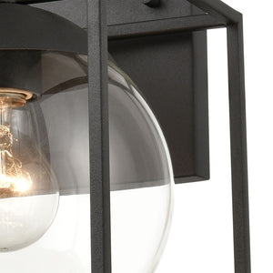 Atlas Cubed Outdoor Sconce - Retro-Inspired 1-Light Fixture with Clear Globe for Timeless Charm and Durability Charcoal 8'' OL11115-BK