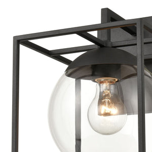 Atlas Cubed Outdoor Sconce - Retro-Inspired 1-Light Fixture with Clear Globe for Timeless Charm and Durability Charcoal 8'' OL11115-BK