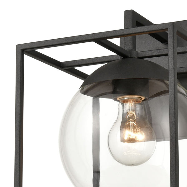 Atlas Cubed Outdoor Sconce - Retro-Inspired 1-Light Fixture with Clear Globe for Timeless Charm and Durability Charcoal 8'' OL11115-BK