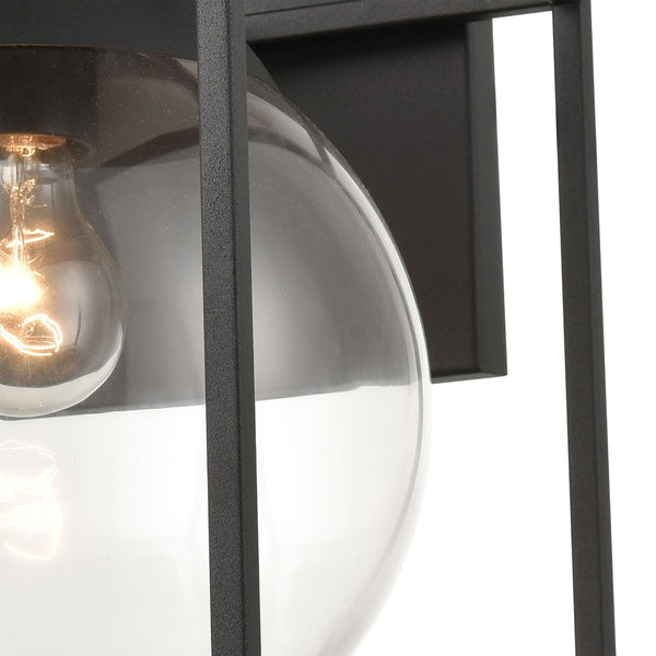 Atlas Cubed Outdoor Sconce - Retro-Inspired 1-Light Fixture with Clear Globe for Timeless Charm and Durability Charcoal 10'' OL11116-BK