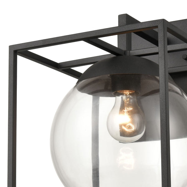 Atlas Cubed Outdoor Sconce - Retro-Inspired 1-Light Fixture with Clear Globe for Timeless Charm and Durability Charcoal 10'' OL11116-BK