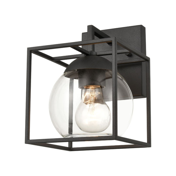 Atlas Cubed Outdoor Sconce - Retro-Inspired 1-Light Fixture with Clear Globe for Timeless Charm and Durability Charcoal 6'' OL11117-BK