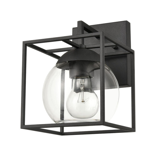 Atlas Cubed Outdoor Sconce - Retro-Inspired 1-Light Fixture with Clear Globe for Timeless Charm and Durability Charcoal 6'' OL11117-BK