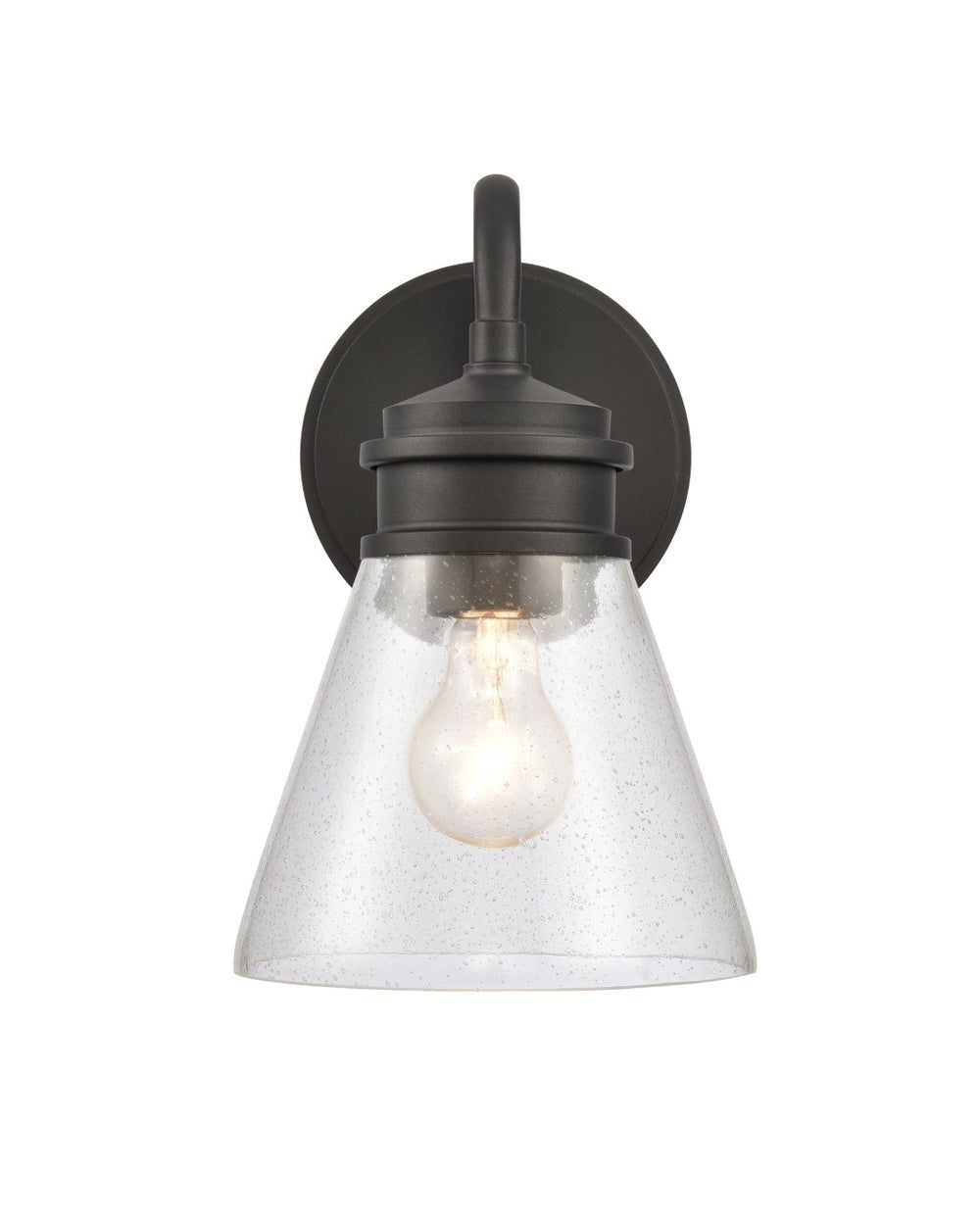 Atlas Dovas Outdoor Wall Sconce - Classic 1-Light Design with Seeded Glass for Timeless Curb Appeal Textured Black 7.25'' OL11127-BK