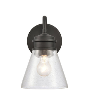 Atlas Dovas Outdoor Wall Sconce - Classic 1-Light Design with Seeded Glass for Timeless Curb Appeal Textured Black 7.25'' OL11127-BK