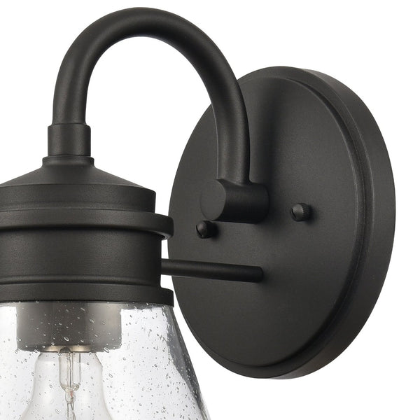 Atlas Dovas Outdoor Wall Sconce - Classic 1-Light Design with Seeded Glass for Timeless Curb Appeal Textured Black 7.25'' OL11127-BK