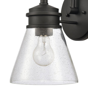Atlas Dovas Outdoor Wall Sconce - Classic 1-Light Design with Seeded Glass for Timeless Curb Appeal Textured Black 7.25'' OL11127-BK