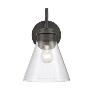 Atlas Dovas Outdoor Wall Sconce - Classic 1-Light Design with Seeded Glass for Timeless Curb Appeal Textured Black 8.5'' OL11128-BK