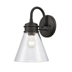 Atlas Dovas Outdoor Wall Sconce - Classic 1-Light Design with Seeded Glass for Timeless Curb Appeal Textured Black 8.5'' OL11128-BK