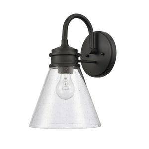 Atlas Dovas Outdoor Wall Sconce - Classic 1-Light Design with Seeded Glass for Timeless Curb Appeal Textured Black 8.5'' OL11128-BK