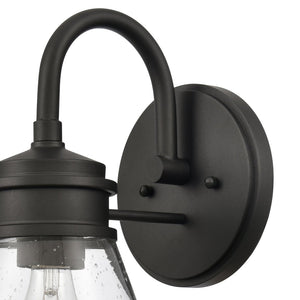 Atlas Dovas Outdoor Wall Sconce - Classic 1-Light Design with Seeded Glass for Timeless Curb Appeal Textured Black 8.5'' OL11128-BK