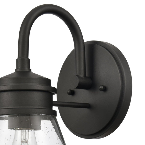 Atlas Dovas Outdoor Wall Sconce - Classic 1-Light Design with Seeded Glass for Timeless Curb Appeal Textured Black 8.5'' OL11128-BK